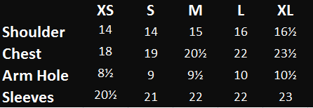 Size Chart for Shirt