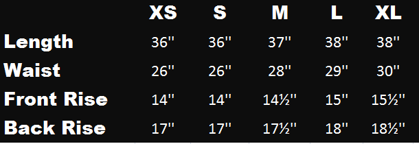 Size Chart for Trouser